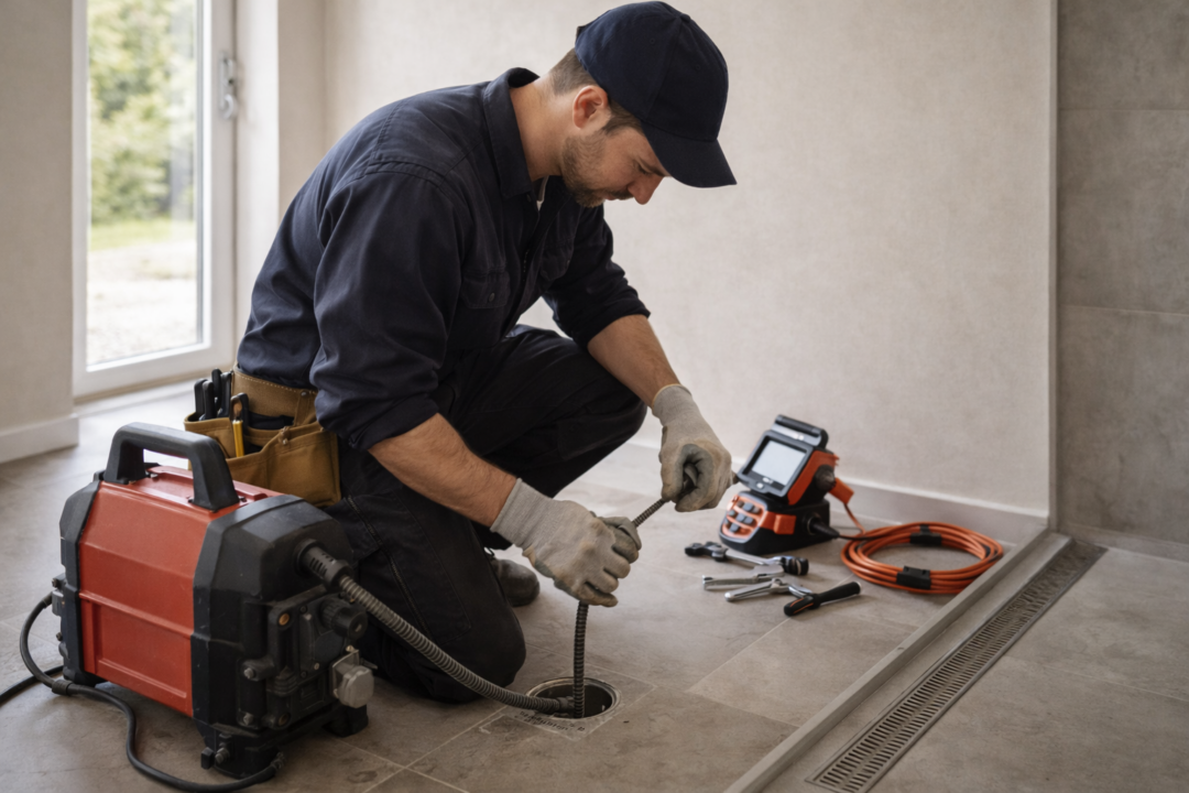 Intervention de débouchage de canalisation dans une habitation