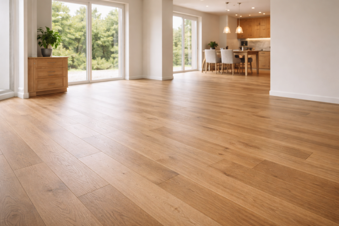 Pose de parquet et revêtement de sol dans une habitation rénovée